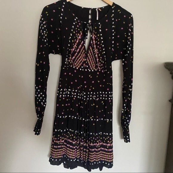 Free People Coryn Black Combo Print Long Sleeve Dress - Picture 6 of 14